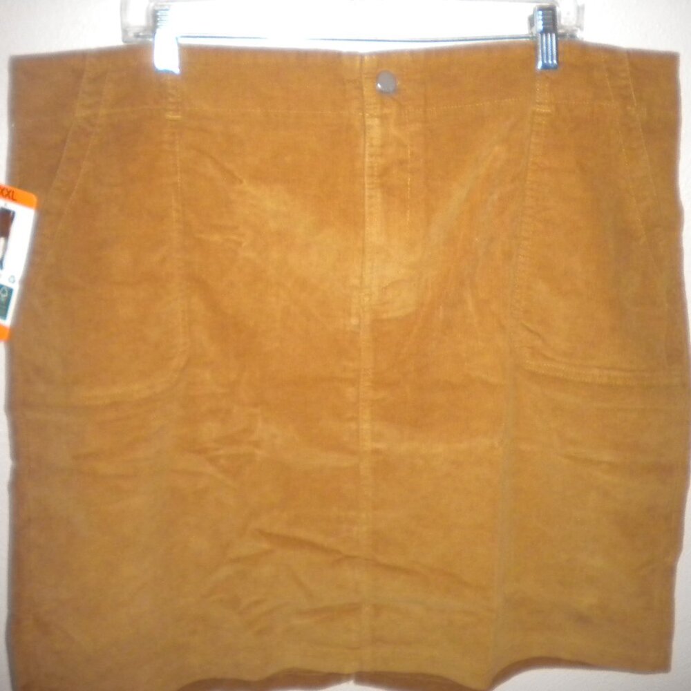 32 Degrees Women's Plus Size XXL Yellow (Golden Tan) Corduroy Skirt NWT - Picture 2 of 5